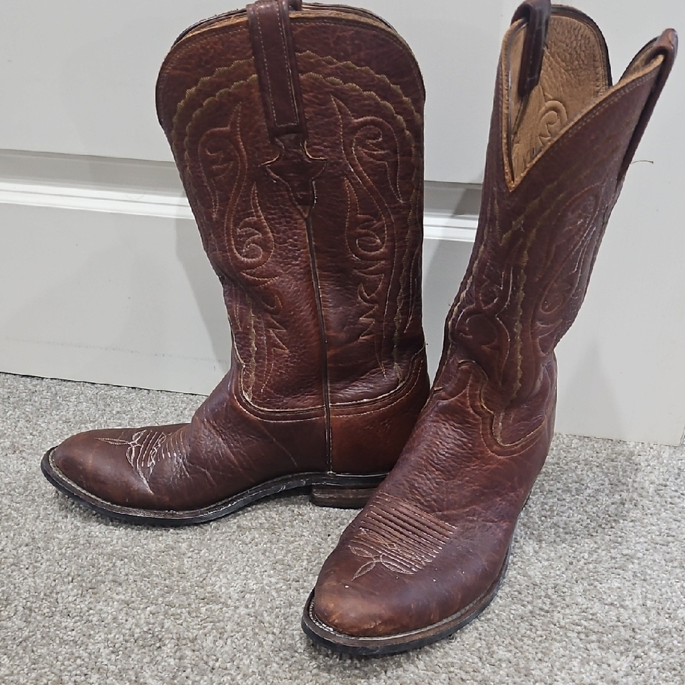 Lucchese Men's Brown Western Leather Cowboy Boots - Classic Stitch Detail - Picture 11 of 11